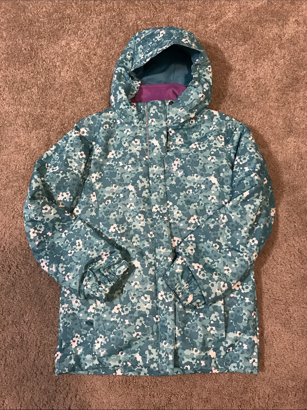 Girl’s preowned Columbia 3in1 Interchange Omni Heat jacket - L turq purple